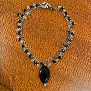 Vintage Onyx and Crystal Necklace